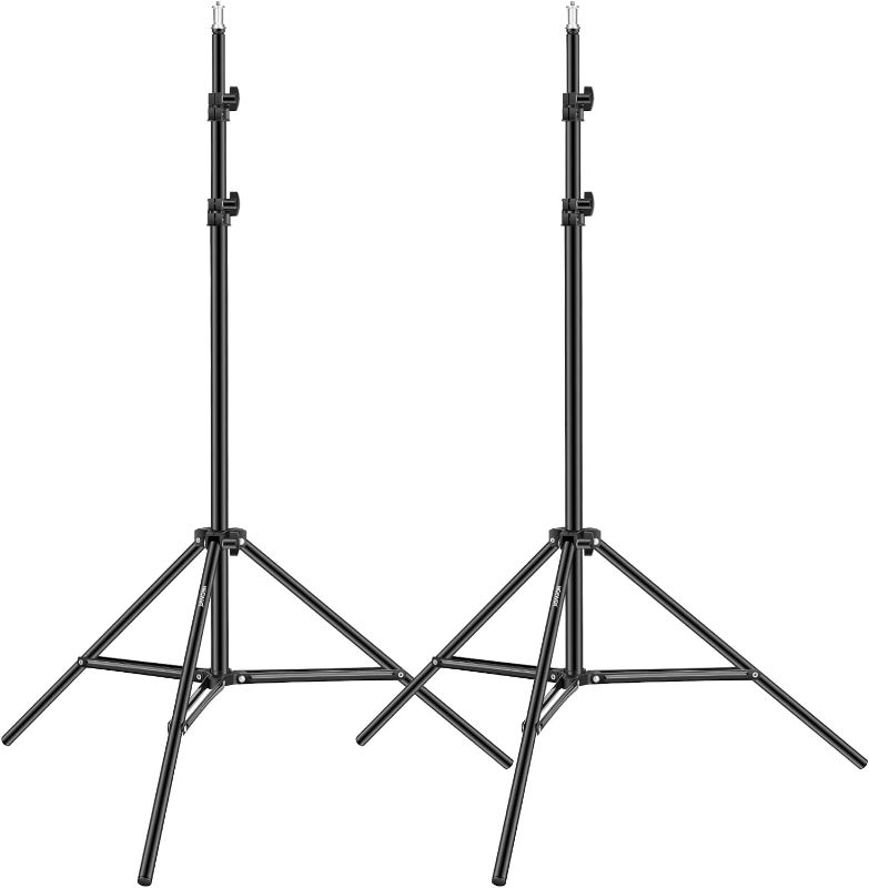 Photo 1 of Neewer 6.23 Feet/190CM Aluminum Light Tripod Stands For Studio Kits, Photography Lights, Softboxes(Black,2 Pack)
