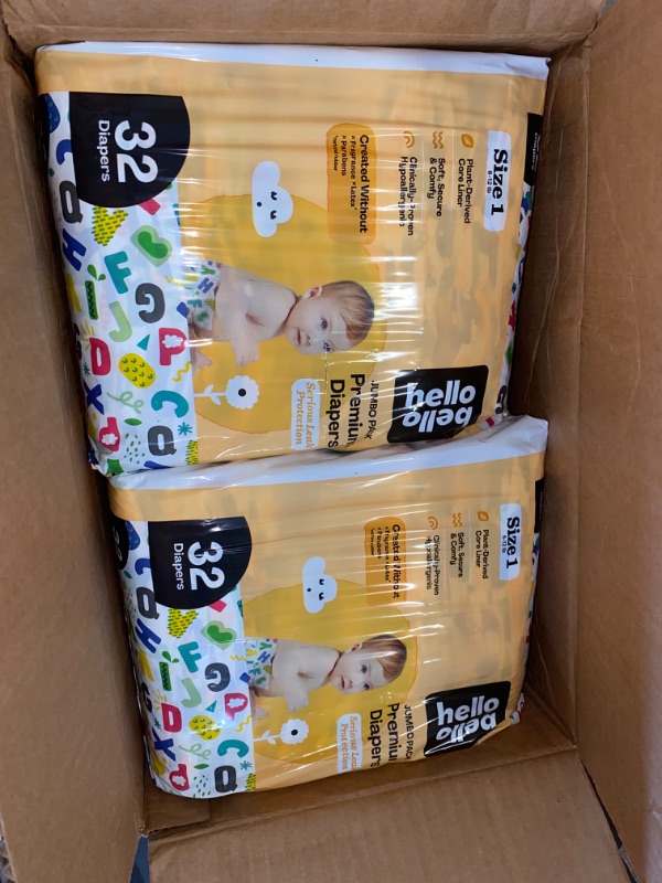 Photo 2 of Hello Bello Premium Baby Diapers Size 1 I 140 Count of Disposeable, Extra-Absorbent, Hypoallergenic, and Eco-Friendly Baby Diapers with Snug and Comfort Fit I Alphabet Soup
