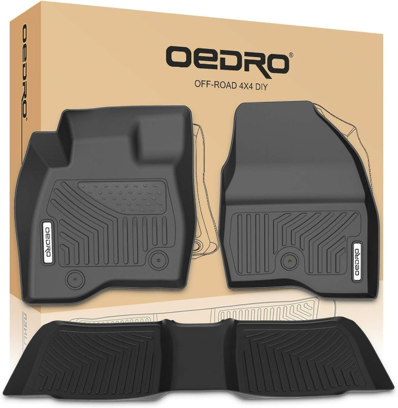 Photo 1 of OEDRO Floor Mats Compatible for 2015-2019 Ford Explorer Without 2nd Row Center Console, Unique Black TPE All-Weather Guard Includes 1st and 2nd Rows: Front, Rear, Full Set Liners
