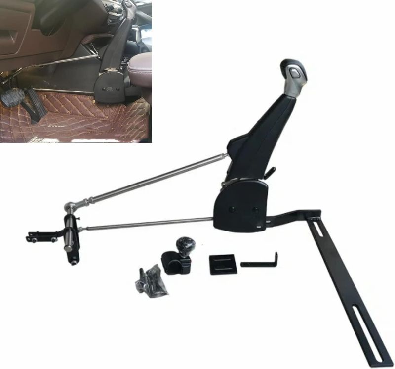 Photo 1 of Hand Controls Driving Car Feet Disabled Handicap Aid Equipment Handle Driver Help Gas/Brake Pedals Assist Device Kit with Steering Wheel Spinners All Steel Main Body (Regular Type)
