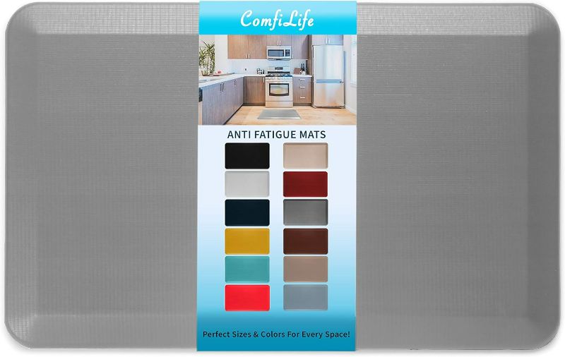 Photo 1 of ComfiLife Anti Fatigue Floor Mat – 3/4 Inch Thick Perfect Kitchen Mat, Standing Desk Mat – Comfort at Home, Office, Garage – Durable – Stain Resistant – Non-Slip Bottom (20" x 32", Gray)
