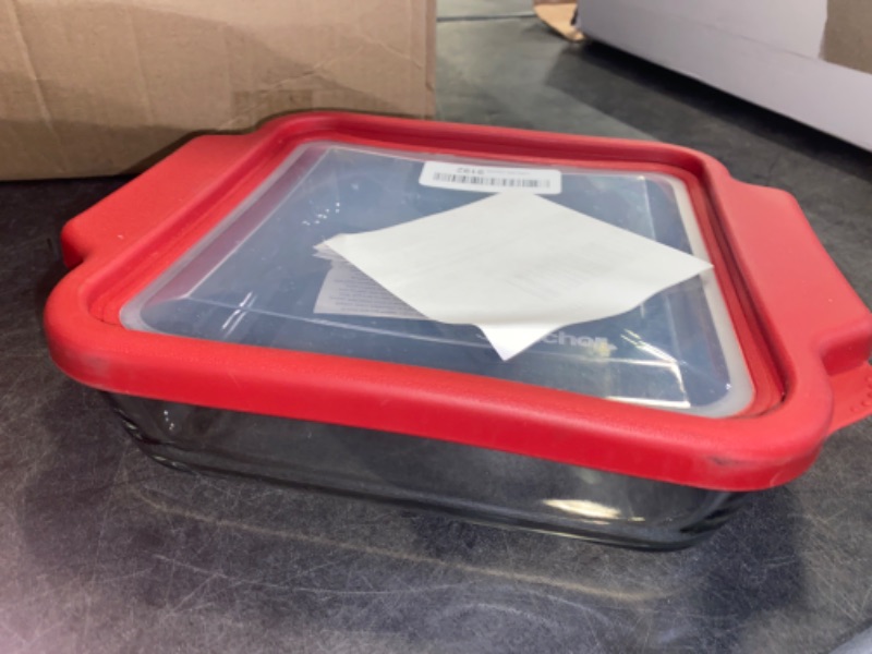 Photo 2 of Anchor Hocking Glass Baking Dishes for Oven, 8 Inch Square Glass Cake Pan with TrueFit Cherry Lid

