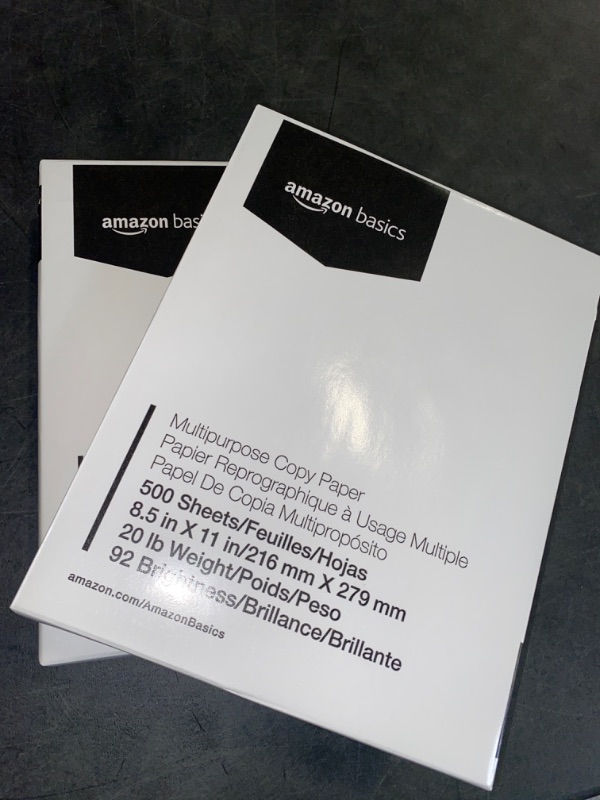 Photo 2 of Amazon Basics Multipurpose Copy Printer Paper, 8.5 x 11 Inch 20Lb Paper - 1 Ream (500 Sheets), 92 GE Bright White 1 Ream | 500 Sheets Multipurpose (8.5x11) Paper **2 PACK**