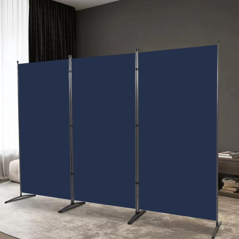 Photo 1 of 3 Panel Room Divider, Room Dividers and Folding Privacy Screens for Office, Partition Room Separators, Freestanding Room Divider Screen Fabric Panel?Wall Divider for Room Separation, Navy Blue
