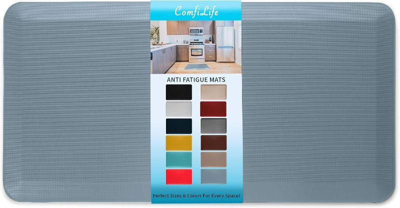 Photo 1 of ComfiLife Anti Fatigue Floor Mat – 3/4 Inch Thick Perfect Kitchen Mat, Standing Desk Mat – Comfort at Home, Office, Garage – Durable – Stain Resistant – Non-Slip Bottom (20" x 39", Denim)
