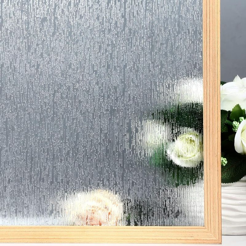 Photo 1 of VELIMAX Rain Glass Window Film Privacy Static Window Clings Decorative Glass Sticker for Home Office Removable UV Protection Heat Control 35.4 x 118 inches
