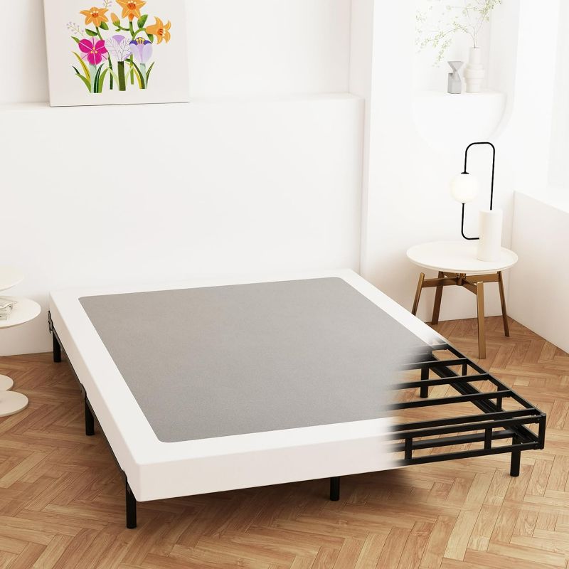 Photo 1 of King Size Box Spring 4 Inch Low Profile, Heavy Duty Metal Box Spring Bed Base with Fabric Cover, Mattress Foundation, Easy Assembly, Noise Free, Black
