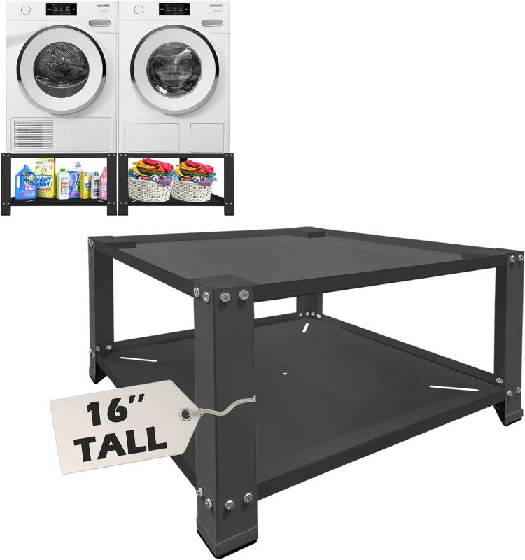 Photo 1 of Laundry Pedestal 16.1" Height Universal Fit 700lbs Capacity, Washing Machine Base Stand Dryer Base Platform Heavy Duty with 28.1" Wide, Newest Model, Black
