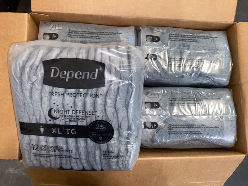 Photo 2 of Depend Night Defense Adult Incontinence Underwear for Men, Disposable, Overnight, Extra-Large, Grey, 48 Count (4 Packs of 12), Packaging May Vary
