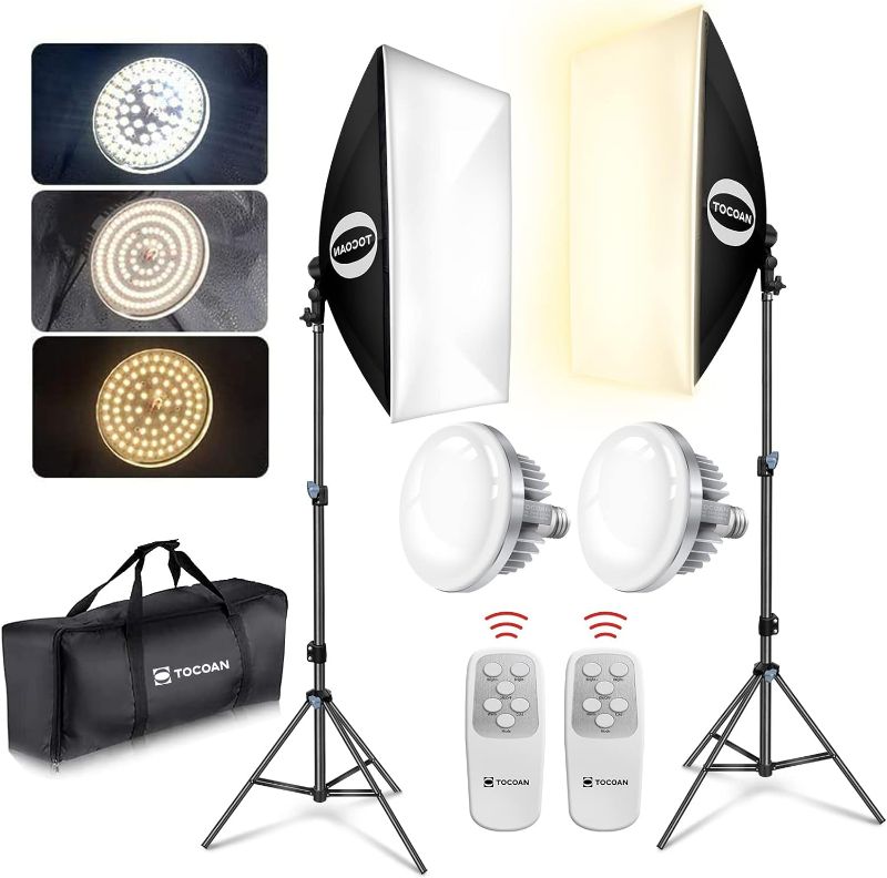 Photo 1 of Softbox Photography Lighting Kit, 27'' x 20'' Professional Softbox Lighting Kit with 85W LED Bulb, Studio Lights for Photography, Video Recording and Portraits Shooting (3-Color Mode)
