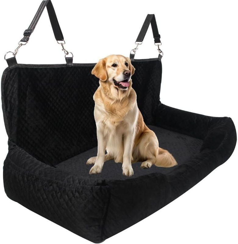 Photo 1 of Dog Car Seat for Large Dogs Under 100LBS or 2 Medium Dogs, Comfortable Car Dog Bed for Back Seat, Fully Detachable & Washable, Black
