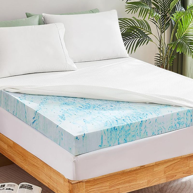 Photo 1 of Memory Foam Mattress Topper - 4 Inch Gel Cooling Mattress Pad for Queen Size Bed with Removable Washable Cover(21'' Deep Pocket) - Topper for Back Pain (CertiPUR-US Certified - White)
