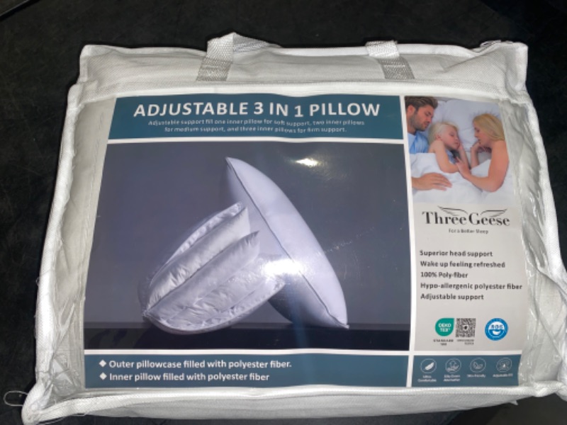 Photo 2 of Three Geese Adjustable Layer Pillows, Assembled 3 in 1 Bed Pillow,Soft Pillow Good for Side and Back Stomach Sleeper,Queen Size Pack of 1
