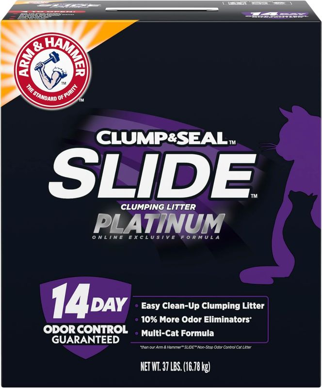 Photo 1 of Arm & Hammer Platinum SLIDE Easy Clean, Clumping Litter, Multi-Cat, 37 Lbs
