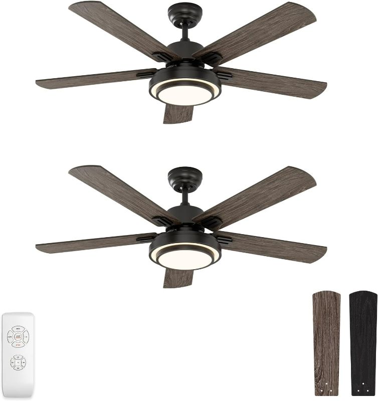 Photo 1 of warmiplanet 52 Inch Indoor Ceiling Fan with Remote (2 Pack), Black, Ceiling Fan with Lights Remote Control for Bedroom,Living Room, Office, Basement, Kitchen, Dining Room(5-Blades)
