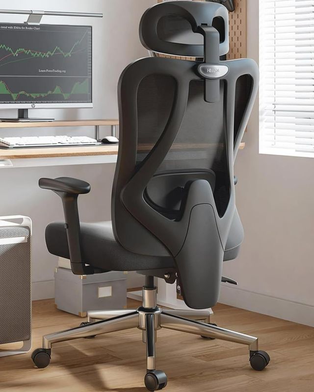 Photo 1 of Hbada P3 Ergonnomic Office Chair with 2D Adjustable Lumbar Support, Office Chair with Adjustable Headrest and Armrest, 145° Stepless Tilt Function, Thick Seat Cushion, Black(No Footrest)
