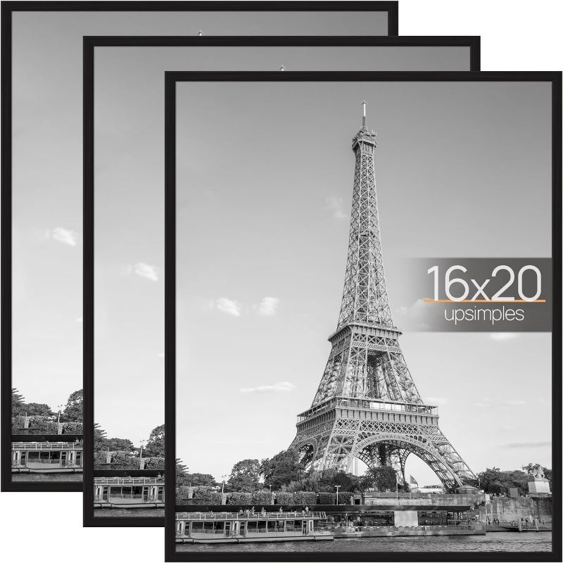 Photo 1 of 16x20 Frame Black 3 Pack, Poster Frames 16 x 20 for Horizontal or Vertical Wall Mounting, Scratch-Proof Wall Gallery Photo Frame