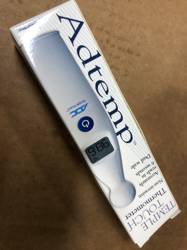 Photo 3 of ADC427QEA - American Diagnostic Corp Adtemp Temple Touch 6 Second Conductive Thermometer, 4-2/3 x 1-1/6 x 1, Dual Scale, 1.5V Battery