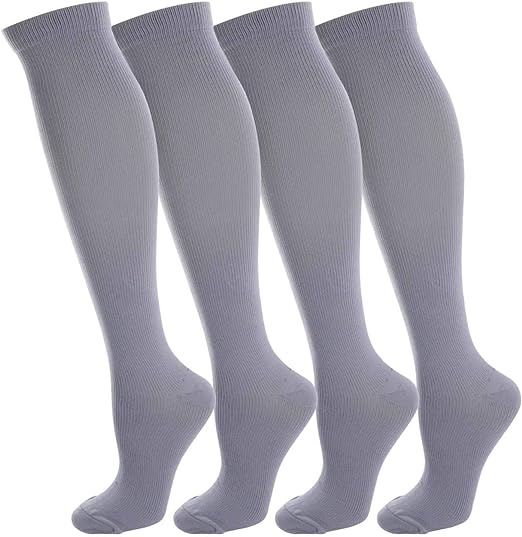 Photo 1 of L/XL---Mirelux Compression Socks for Women and Men (4 Pairs),15-20 mmHg Circulation Knee High, Best Support for Nurses, Athletic,Medical, Pregnancy, Travel
