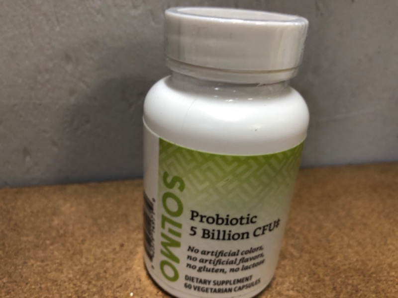 Photo 2 of exp date 02/2024 Amazon Brand - Solimo Probiotic 5 Billion CFU, 8 strains with 60 mg Prebiotic Blend, 60 Vegetarian Capsules, 2 Month Supply, Supports Healthy Digestion