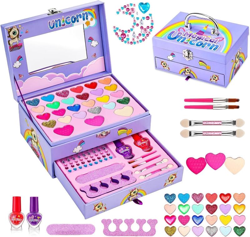 Photo 1 of 
Kids Makeup Kit for Girl, Washable Makeup Kit for Kids W/Mirror, Non Toxic Pretend Makeup for Little Girl,Princess Cosmetic Girls Toys, Valentines Day Gifts...
