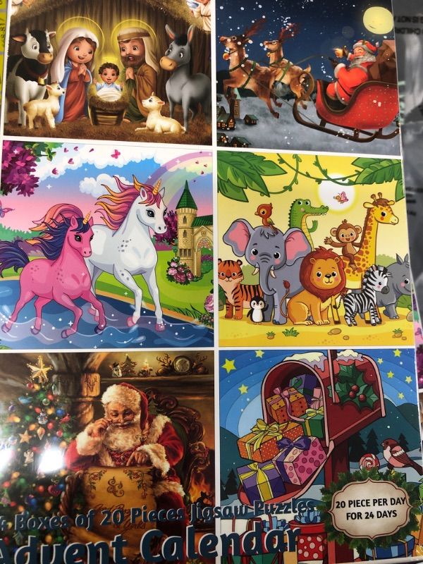 Photo 2 of Advent Calendar 2023, 24 Individual 20 Pieces Jigsaw Puzzles, Countdown Daily Surprises Puzzle Advent Calendar for Kids, Toddlers, Boys, Girls, Teens, Christmas Gifts for 3, 4, 5, 6, 7 Year Old (M8) 20 Pieces Each