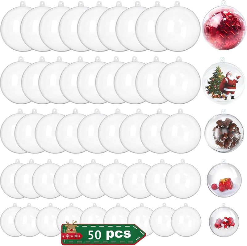 Photo 1 of 
LOSYHU 50Pcs Clear Plastic Ornaments Balls, Christmas Ornament Fillable Balls, Transparent Plastic Fillable Ball Ornament for Xmas Tree, Home Decoration,...
