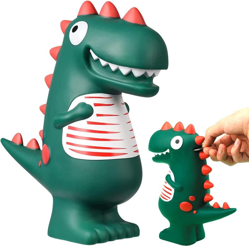 Photo 1 of Dinosaur Piggy Bank Large Plastic Piggy Bank Indestructible Money Box Suitable for Decorative Money Jar for Kids Personalised Cartoon Saving Toy...