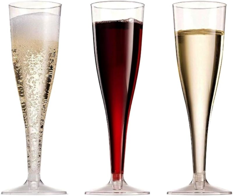 Photo 1 of 60 piece Clear Plastic Classicware Glass Like Champagne Wedding Parties Toasting Flutes