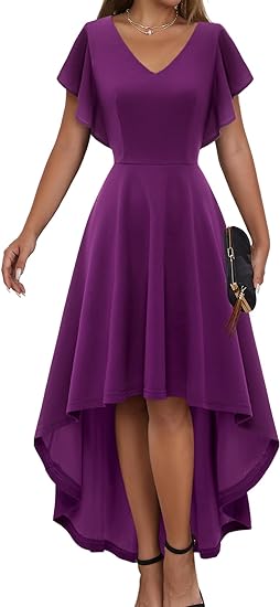 Photo 1 of DRESSTELLS Formal Wedding Guest Dress for Church, Modest Prom High Low Dress, Women Cocktail Evening Party Midi Dress 2024 XL