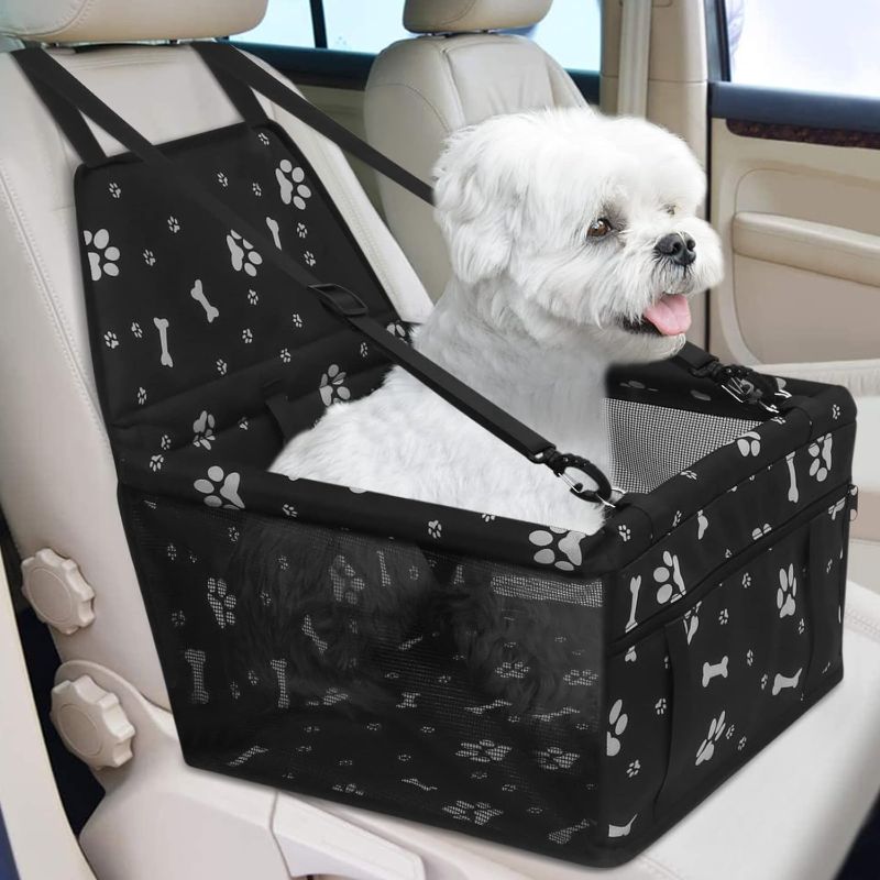 Photo 1 of 
PetsHome Dog Car Seat Foldable Dog Car Booster Seat Waterproof Breathable Oxford Travel Bag for Small to Medium Dogs, Puppies, and Pets-Pattern Black