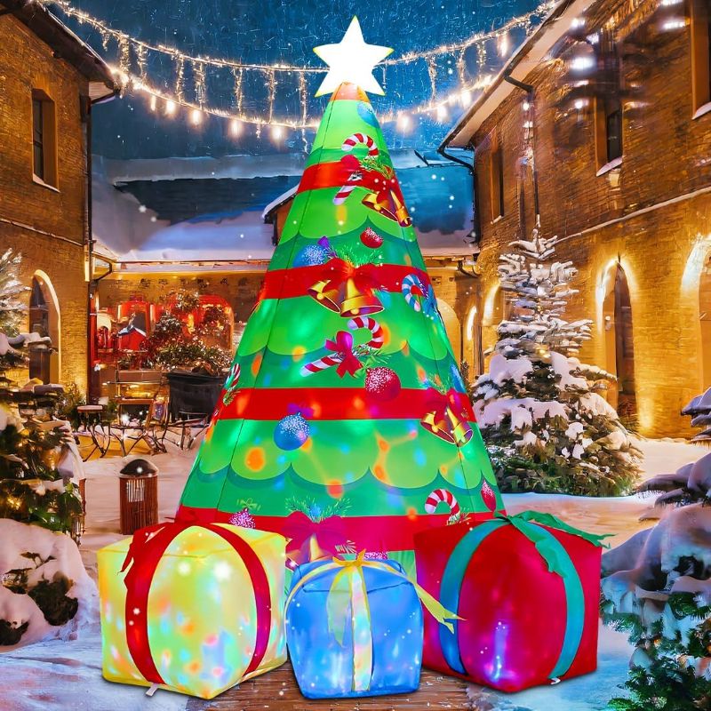 Photo 1 of 
COMIN 7 FT Christmas Inflatables Tree Outdoor Decorations Blow Up Yard Gift Box with Built-in LEDs for Indoor Party Garden Lawn Decor