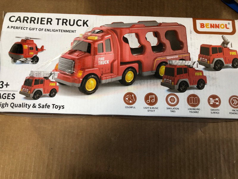 Photo 2 of Bennol Toddler Trucks Toys for Boys Age 1-3 3-5, 5 in 1 Fire Car Truck for Toddlers Boys Girls 1 2 3 4 5 6 Years Old, Toddler Boy Toys Christmas Birthday Gift Car Sets with Light Sound FIRE TRUCKS