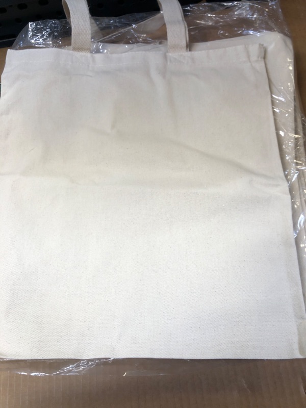 Photo 1 of 12 Pack 15x16 inch with 27" long handle 5 Oz NATURAL color Recycled Cotton Tote Bags Sustainable Eco Friendly reusable grocery super strong...
Color:Natural