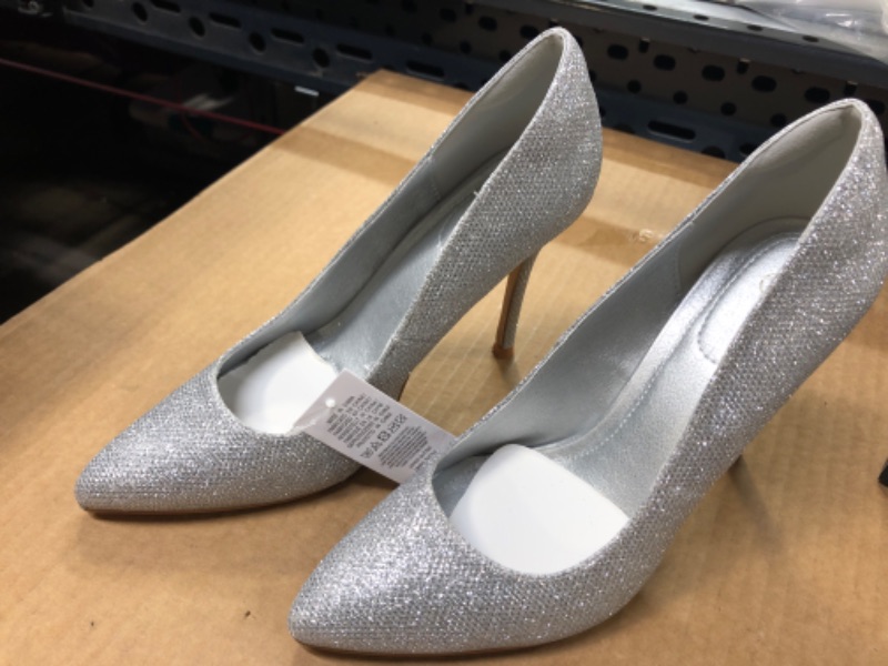 Photo 2 of 7.5--mysoft Women's High Heels Pumps Closed Pointed Toe Stiletto 4IN Heels Dress Wedding Shoes 7.5 Silver Glitter
