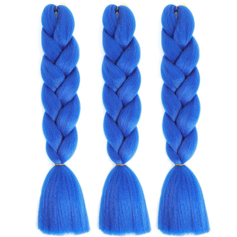 Photo 1 of  Herina Blue Braiding Hair For Braids 3pcs Blue Hair Extensions High Temperature Jumbo Braiding Hair For Braids(3pcs/pack)

