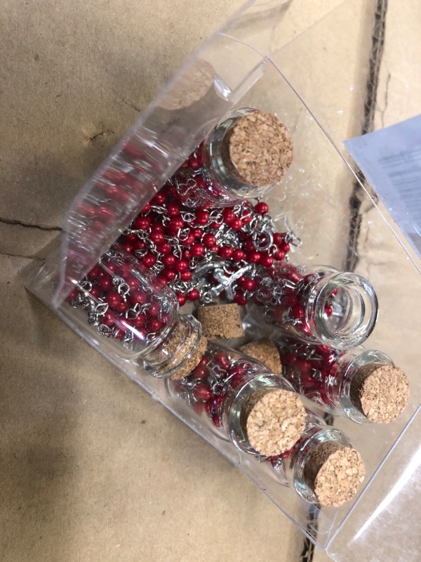 Photo 2 of 6pcs Mini  Baptism Rosary in Glass Jar Bottle  