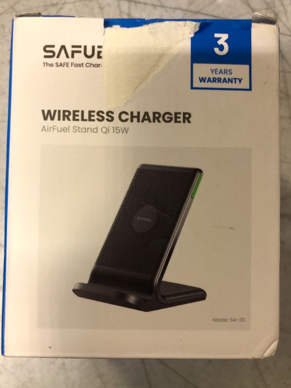 Photo 2 of Wireless Charger, 15W Fast Wireless Charging Station, SAFUEL Wireless Charging Stand with Sleep-Friendly Light for iPhone 14 13 12 Pro XR XS 8 Plus Samsung Galaxy S22 S21 S20 Note 10 Ultra Google