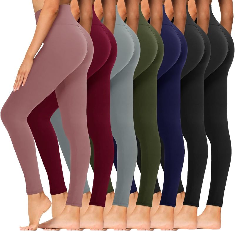 Photo 1 of 7 Pack Leggings for Women - High Waisted Tummy Control Soft Yoga Pants for Workout Running