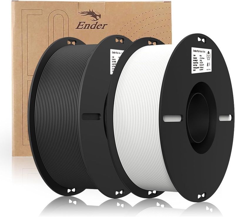 Photo 1 of 
Creality PLA Filament 1.75mm White & Black Ender PLA 3D Printer Filament, Easy Printing, Neat Winding Value 2-Pack(2kg,4.4lbs)
