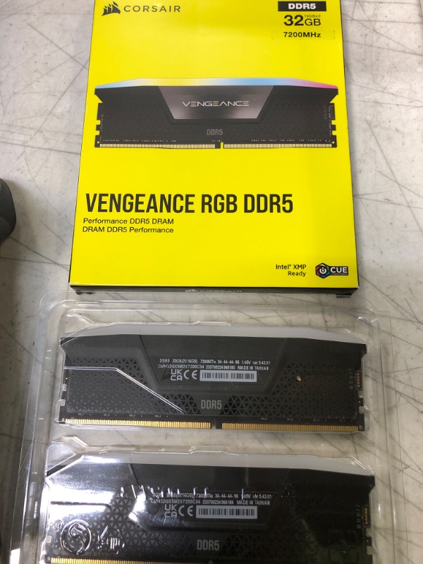 Photo 1 of CORSAIR VENGEANCE RGB DDR5 RAM 32GB (2x16GB) 7200MHz CL34 Intel XMP iCUE Compatible Computer Memory - Black (CMH32GX5M2X7200C34) 7200 MHz 32GB (2x16GB) Black