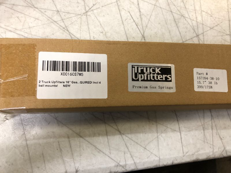 Photo 2 of 2 Truck Upfitters 16" Gas Props (15.7" Extended, 9.4" Compressed, 38 pounds of Pressure ea) for are, ATC, Snugtop, Leer Camper Shell/Truck Cap Rear Door. Measurement Required! Incl 4 Ball mounts!