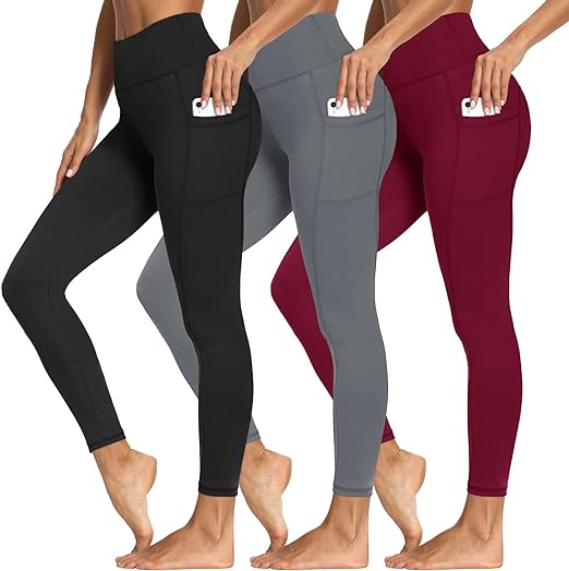 Photo 1 of  Packs Leggings with Pockets for Women, Soft High Waisted Tummy Control Workout Yoga Pants (Reg & Plus Size) 2X