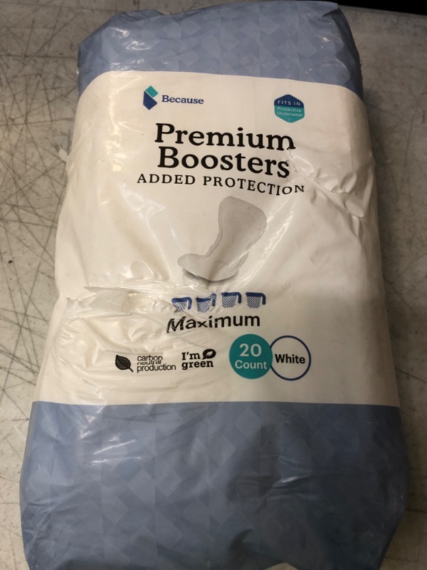 Photo 2 of Because Premium Incontinence Boosters - Add Extra Absorbency to Adult Diapers - Super Absorbent, Soft, Contoured Fit - Unisex -180 Count (Pack of 1)