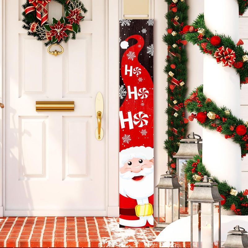 Photo 1 of 
FairySandy Christmas Welcome Sign Jesus Front Porch Hanging Sign Believe Standing Vertical Wooden Sign Xmas Front Door Sign for Xmas Holiday Outdoor Yard...