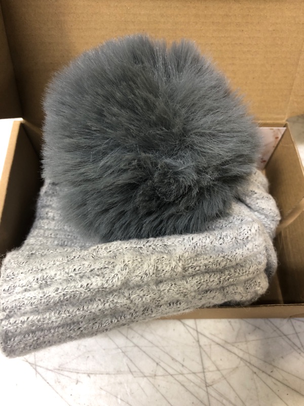 Photo 1 of 2024 Pocket Calendar/Planner - Womens Winter Beanies, Knit Beanie with Faux Fur, Soft and Warm Winter Hats, Gray