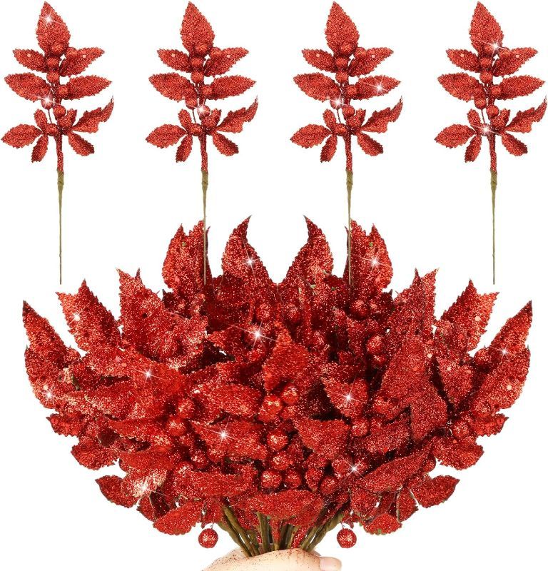 Photo 1 of 
Liliful 24 Pcs Christmas Glitter Berries Stems 8.66 Inch Artificial Christmas Picks Twigs Branches for Christmas Tree Ornament, Xmas Holiday Garland Wreath...