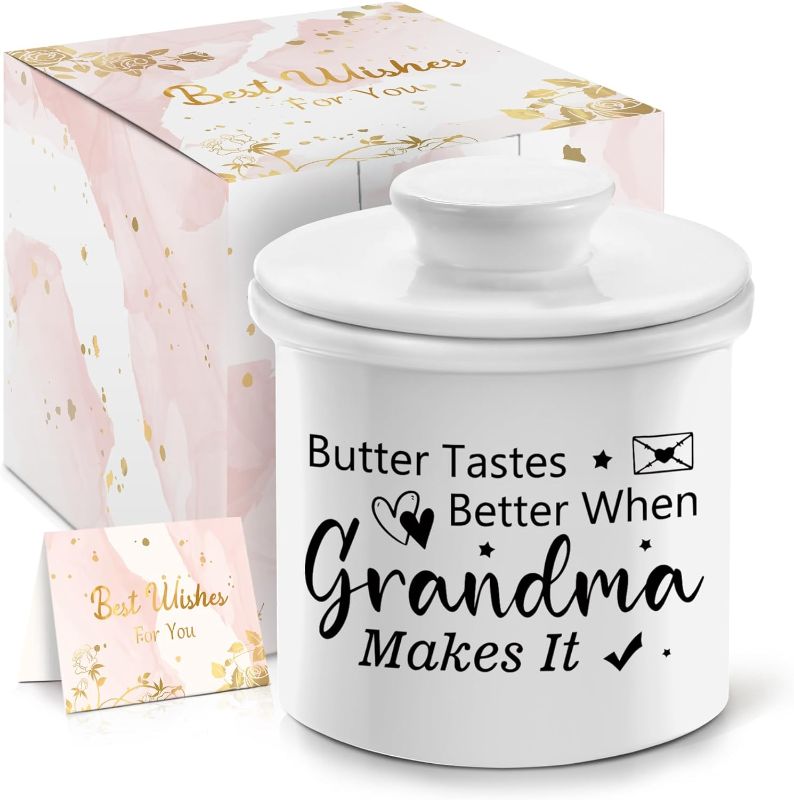 Photo 1 of 
Christmas Grandma Gifts from Granddaughter, Best Grandma Gifts from Grandson, Grandmother Gifts, White French Butter Corck with Lid and Water Line for...