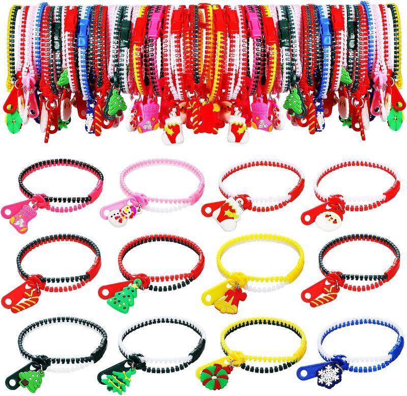 Photo 1 of 
Sasylvia 200 Pcs Christmas Party Favors Zipper Bracelet Bulk Fidget Sensory Bracelet Christmas Wristbands Pinata Filler Toys for Birthday Gifts Xmas party...