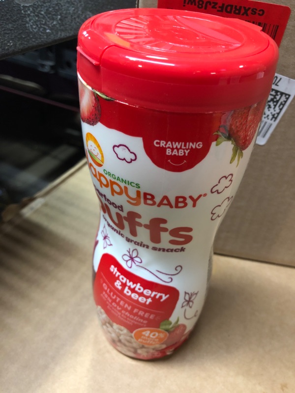 Photo 2 of 1pc--exp date 09/2024   Happy Baby Organic Superfood Puffs Strawberry & Beet, 2.1 Ounce Canister Organic Baby or Toddler Snacks, Crunchy Fruit & Veggie Snack, Choline to Support Brain & Eye Health